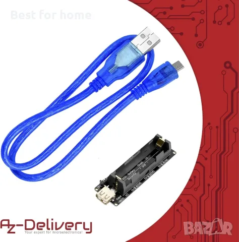 AZDelivery Разширителен щит за батерия, 18650, V3, с USB кабел, снимка 5 - USB кабели - 55884373