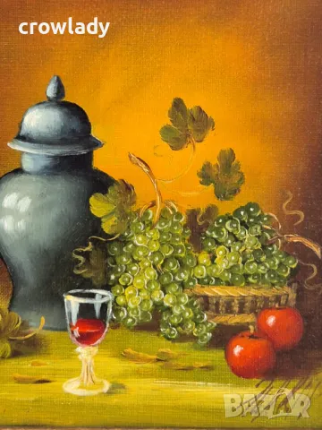 Ева Димитрова Натюрморт Уникална миниатюра 1990те години , снимка 3 - Картини - 47874774