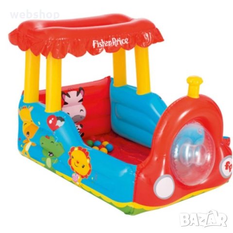 Надуваем влак с топки Fisher Price с 25 топки за забавни игри, Многоцветни, снимка 2 - Други - 33804892