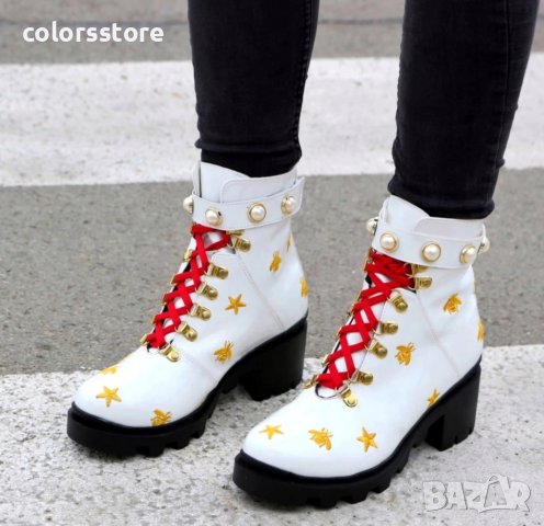 Боти на ток - бял лак - MX15, снимка 2 - Дамски боти - 36357106