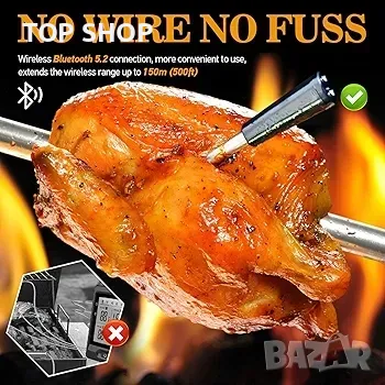 500 фута безжичен термометър за месо, интелигентен Bluetooth термометър, снимка 2 - Друга електроника - 48724123