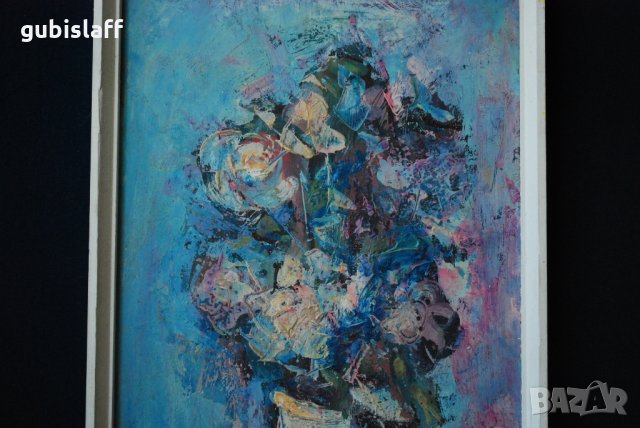 Стара картина, Цветя, Камен Крумов, снимка 4 - Картини - 31977595