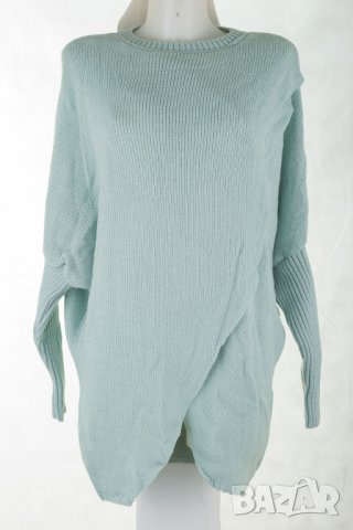 Плетен дамски светлосин пуловер с вълна марка Fobya 