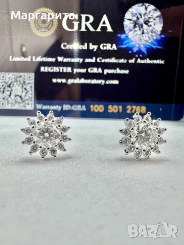 Сребърни обеци с мойсанит (диамант) 0.5 карата 
