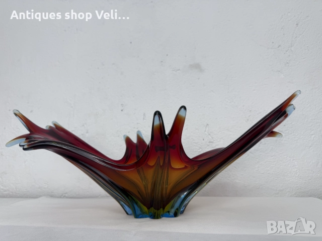 Стъклена купа/фруктиера Murano №7584 , снимка 5 - Антикварни и старинни предмети - 52317033