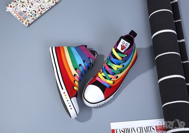 Цветни дамски кецове с принт Rainbow - Номер 36, снимка 10 - Кецове - 40307265