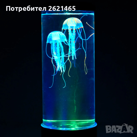 LED нощна лампа аквариум с две медузи, 16 цвята и дистанционно, снимка 4 - Настолни лампи - 44782369