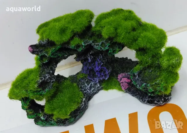 "ПРОМОЦИЯ" Изкуствена декорация - Скала с растения 1, снимка 2 - Оборудване за аквариуми - 49763049