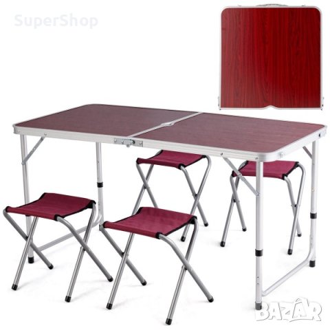 Сгъваема удобна къмпинг маса с четири стола и отвор за чадър, снимка 2 - Къмпинг мебели - 42023289