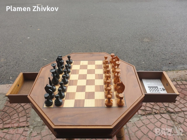 Поръчково изработен дървен шах , снимка 11 - Антикварни и старинни предмети - 53959036