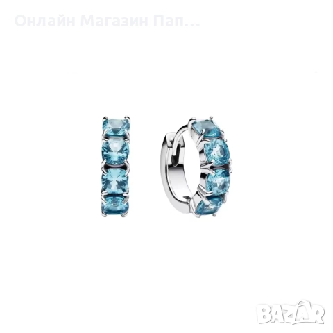 925 Сребърни обеци с 4 сини или червени циркона 14мм, снимка 2 - Обеци - 52306386