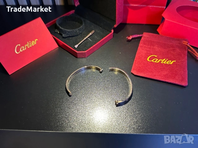 Нова Гривна Cartier LOVE завършена в цвят розово злато с пълна опаковка, снимка 4 - Гривни - 54279395