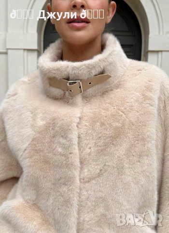 Пухкаво палто от естествена кожа, снимка 3 - Палта, манта - 53077366