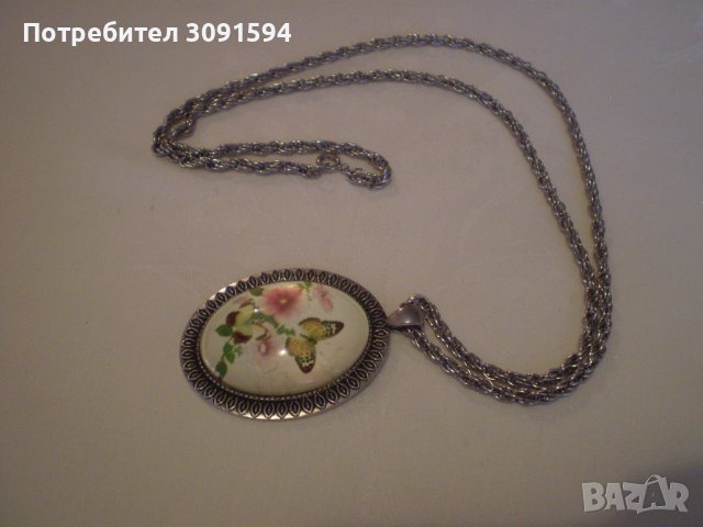 медальон винтидж стил пеперуда и цветя, снимка 3 - Антикварни и старинни предмети - 38849959