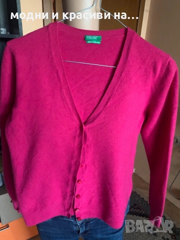 Жилетка Benetton  цвят фуксия ( мерино,, снимка 8 - Жилетки - 53133878
