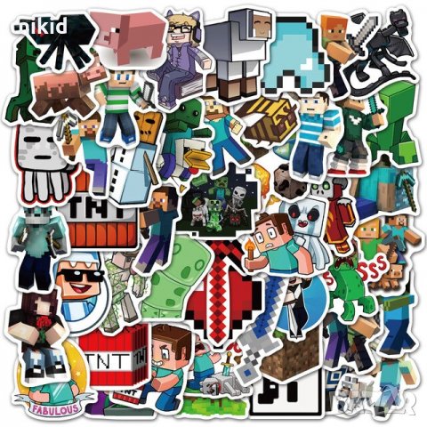 50 бр Minecraft Майнкрафт самозалепващи лепенки стикери за украса декор картонена торта и др парти, снимка 4 - Други - 32115441