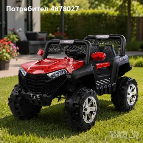 Детско електрическо бъги 4×4 с дистанционно, LED, USB и MP3 – 4 мотора, червено, снимка 4 - Електрически играчки - 55723862