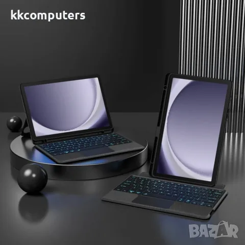 За Samsung Galaxy Tab A9+ / A11+ Кожен Калъф с Подвижна Bluetooth Клавиатура, Тъчпад и Цветна Подсве, снимка 9 - Калъфи, кейсове - 56208003