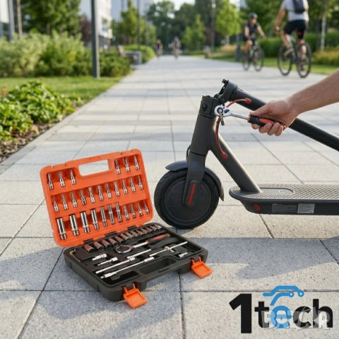  Професионален комплект инструменти 1TECH HT-53, Гедоре 53 части, Тресчотка, Дълбоки вложки, В куфар, снимка 5 - Други инструменти - 53974797