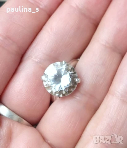 Два броя / Винтидж / Стар сребърен пръстен с Морганит и Бял сапфир проба 925 , снимка 12 - Пръстени - 42322435