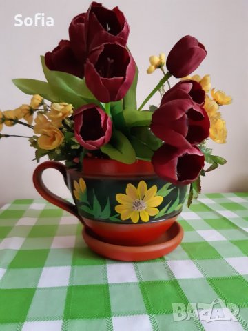 Керамичен съд кошница за декор/ Букети изк.цветя 3броя, снимка 7 - Вази - 31805831