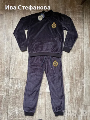 Нов плюшен тъмно син детски  сет комплект от две части , горнище и долнище кадифена прегръдка , снимка 3 - Детски комплекти - 47292292