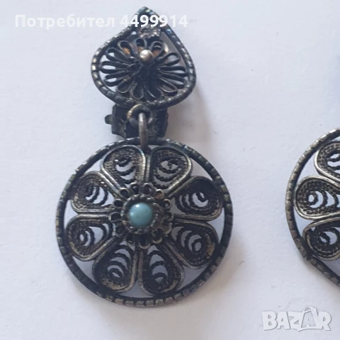 Стари сребърни обеци филигран, снимка 3 - Антикварни и старинни предмети - 51318066