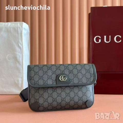 чанта Gucci GG Supreme Jacquard Belt Bag Grey & Black