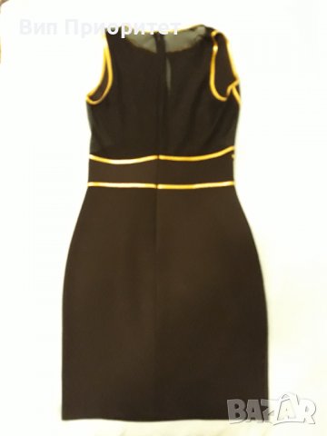 Бутикова рокля FERVENTE , черна с плътни и прозрачни сегменти /отстрани и на гърба/ + златни ивици, снимка 12 - Рокли - 37415384
