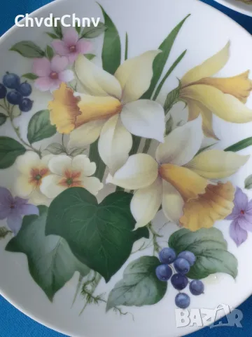 4бр ALKA Kaiser/АЛКА Бавария немска колекционерска декоративна порцеланова чиния-картина/цветя, снимка 3 - Картини - 48118681