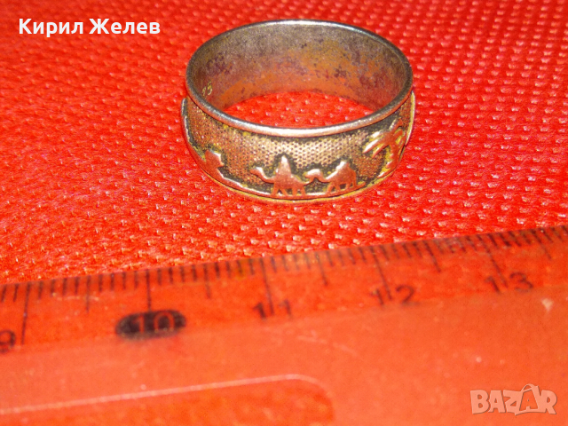 ЕГИПЕТСКИ СРЕБЪРЕН ПРЪСТЕН ХАЛКА ЛАКИРАНО СРЕБРО 925 с ПИРАМИДИ КАМИЛИ ПАЛМИ МНОГО ЖИВОПИСЕН 43787, снимка 9 - Пръстени - 44613330