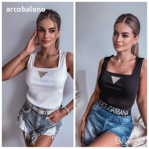 Дамско раирано памучно боди със златиста кръпка  AVA, 2цвята 