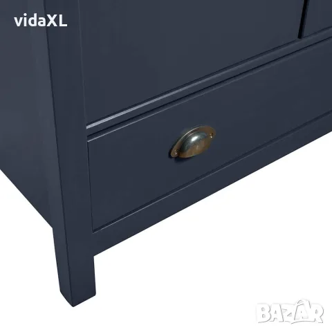 vidaXL Гардероб с 3 врати Hill сив 127x50x170 см борово дърво масив, снимка 5 - Гардероби - 56146486