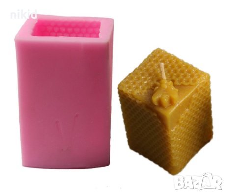  3d Правоъгълна квадрат восъчна пита килийки с пчела силиконов молд форма калъп за направа на свещи 