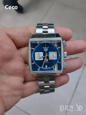 Часовник кварц хронограф Tag Heuer Monaco Steve McQueen , снимка 3 - Мъжки - 47918227
