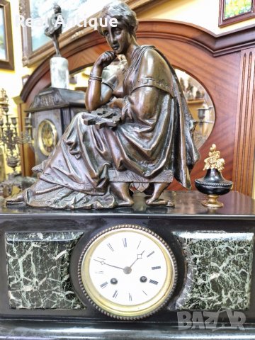Страхотен антикварен френски каминен часовник , снимка 2 - Антикварни и старинни предмети - 39965670