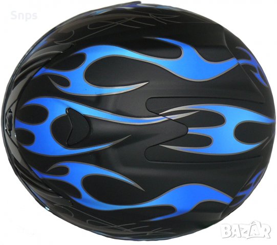 Каска за мотор ProtectWear, интегрална каска, черен мат/синьо, XL 61-62 см , снимка 2 - Аксесоари и консумативи - 36629157