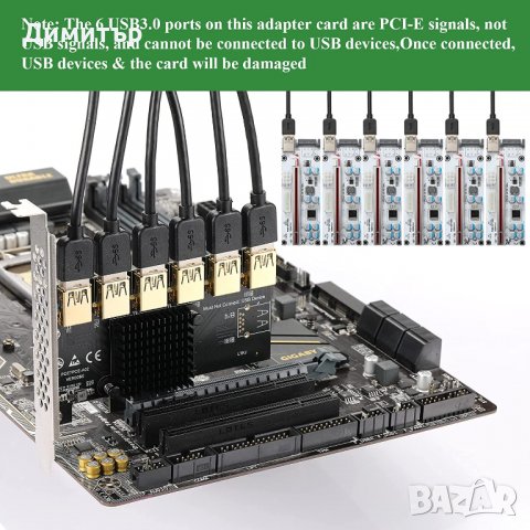 Адаптер от 1 към 6 PCI-E слота USB 3.0, снимка 5 - Други - 37377745
