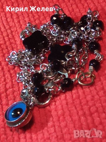 КРАСИВО СРЕБЪРНО ЕФИРНО КОЛИЕ СРЕБРО 925 с ВЕНЕЦИАНСКО СТЪКЛО 25810, снимка 2 - Колиета, медальони, синджири - 35719874