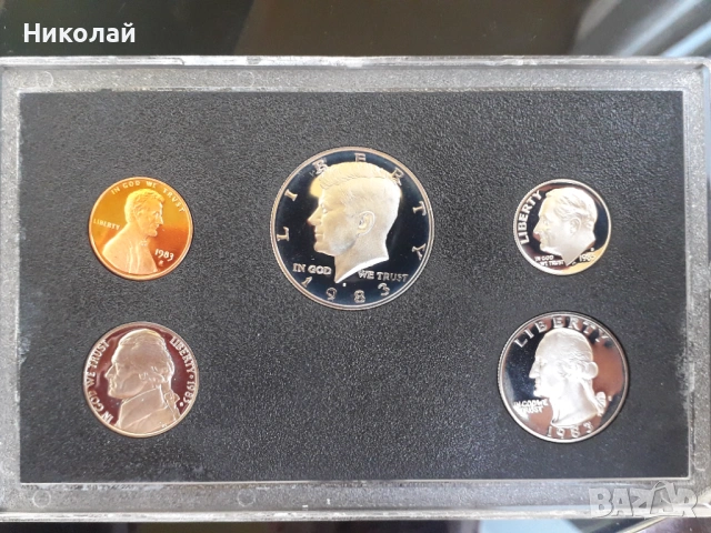  лот нови монети мат-гланц САЩ 1983г.  в кутия.