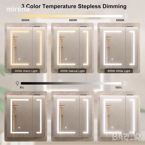 ЛЕД LED шкаф за баня, с огледало, с осветление, 60 * 65 17, снимка 5 - Шкафове - 51659205