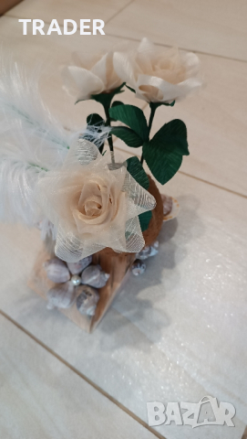 ваза с рози и кокос море сувенир, декорация подарък, снимка 5 - Декорация за дома - 22703256