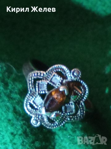 СТАР РУБИНЕН СРЕБЪРЕН АРТ ДЕКО СКЪПОЦЕНЕН ПРЪСТЕН ОКСИДИРАНО СРЕБРО 925 и ПЕЧАТ CW за КАМЪКА 27328, снимка 3 - Пръстени - 36795742