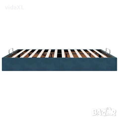 vidaXL Рамка за легло с османи без матрак Тъмно синьо 200x200cm Кадифе, снимка 8 - Спални и легла - 56147050