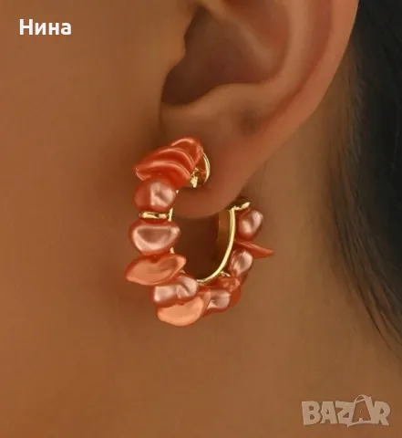 Красиви обеци с коралови нежни камъчета, снимка 3 - Обеци - 49461189