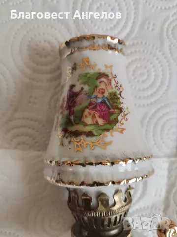 Порцеланова газена лампа с дефект, снимка 4 - Антикварни и старинни предмети - 49877202