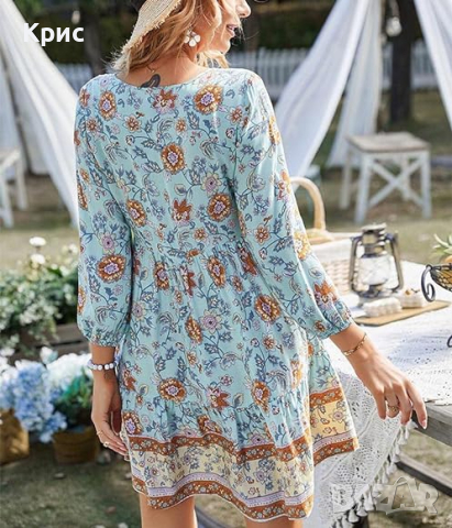 Ефирна лятна рокля, размер L, снимка 3 - Рокли - 44501337