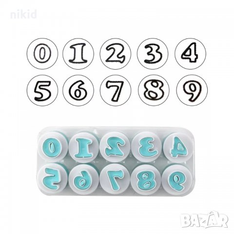 сет цифри числа бутало пластмасови резци форми за тесто фондан торта