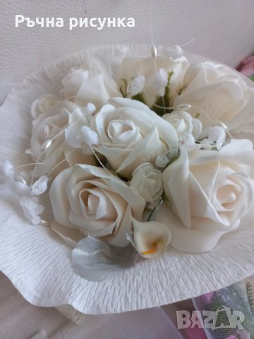 Голям булчински букет със сапунени рози, снимка 2 - Декорация за дома - 42257922