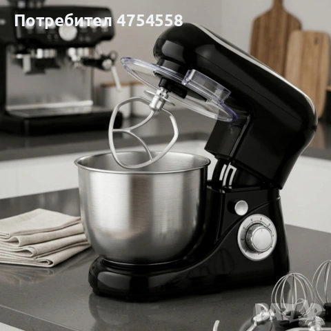 Планетарен миксер 1600W с 6.5L купа – мощност за перфектно тесто, кремове и десерти, снимка 5 - Миксери - 54274381